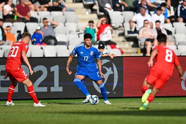 Italy U21, U 21 ¢& x80;& x99;s Raoul Bellanova during the first qualifying round UEFA European Under-21 Championship 2023 soccer match Italy U21 vs. Swiss U21 at the Cluj Arena stadium in Cluj Napoca, Romania, 25nd of June 2023  Copyright: xVinnyxOrlando IPAxSportx xipa-agx xIPAxSportx 0 IPA_IPA38878080