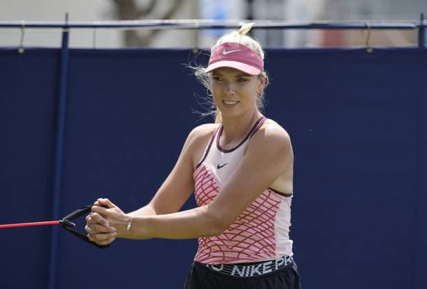 Mandatory Credit: Photo by Dave Shopland Shutterstock (13984422ab) Great Britain s Number one Katie Boulter practice session Rothesay International Eastbourne, Tennis, Day One, Devonshire Park, Eastbourne, UK - 26 Jun 2023 Rothesay International Eastbourne, Tennis, Day One, Devonshire Park, Eastbourne, UK - 26 Jun 2023 Copyright: xDavexShopland Shutterstockx 13984422ab