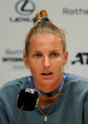 Mandatory Credit: Photo by Dave Shopland Shutterstock (13984422aq) Karolina Pliskova (CZE) press conference, PK, Pressekonferenz Rothesay International Eastbourne, Tennis, Day One, Devonshire Park, Eastbourne, UK - 26 Jun 2023 Rothesay International Eastbourne, Tennis, Day One, Devonshire Park, Eastbourne, UK - 26 Jun 2023 Copyright: xDavexShopland Shutterstockx 13984422aq