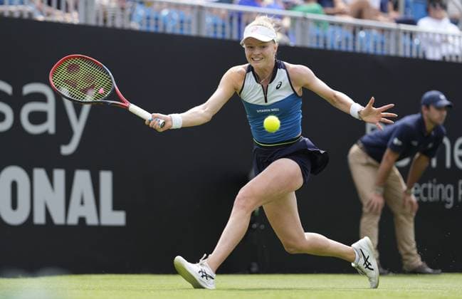 Mandatory Credit: Photo by Dave Shopland Shutterstock (13984422bb) Great Britain s Harriet Dart wins her 1st round match in 3 sets Rothesay International Eastbourne, Tennis, Day One, Devonshire Park, Eastbourne, UK - 26 Jun 2023 Rothesay International Eastbourne, Tennis, Day One, Devonshire Park, Eastbourne, UK - 26 Jun 2023 Copyright: xDavexShopland Shutterstockx 13984422bb