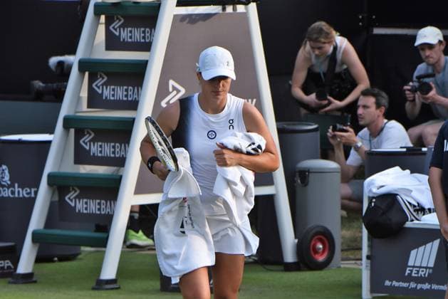 26 06 2023 Tennis, WTA, Bad Homburg Open 2023 Sixteenth final Iga Natalia SwiÄÖtek POL vs Tatjana Maria GER picture shows Iga Natalia SwiÄÖtek POL emspor, DFL regulations prohibit any use of photographs as image sequences and or quasi video