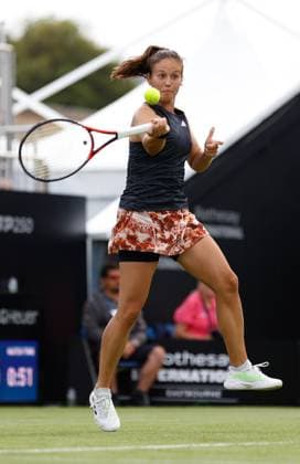 26th June 2023; Devonshire Park, Eastbourne, East Sussex, England: Rothesay International Eastbourne, Day 1, Daria Kasatkina plays a forehand against Anhelina Kalinina (UKR)  ActionPlus12524301 HongboxChen