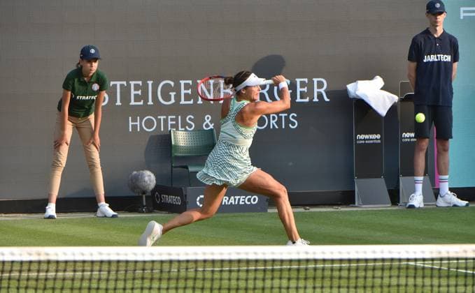 26 06 2023 Tennis, WTA, Bad Homburg Open 2023 Sixteenth final Iga Natalia SwiÄÖtek POL vs Tatjana Maria GER picture shows Tatjana Maria GER emspor, DFL regulations prohibit any use of photographs as image sequences and or quasi video