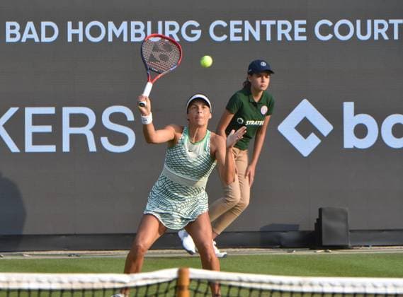 26 06 2023 Tennis, WTA, Bad Homburg Open 2023 Sixteenth final Iga Natalia SwiÄÖtek POL vs Tatjana Maria GER picture shows Tatjana Maria GER emspor, DFL regulations prohibit any use of photographs as image sequences and or quasi video