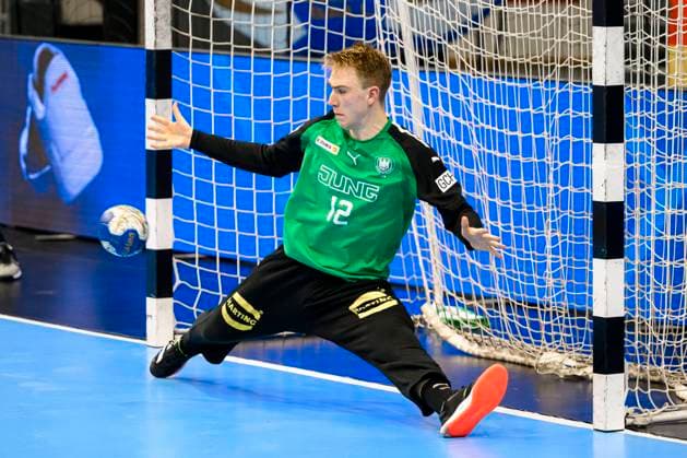 Hannover, Germany 25 June 2023 Handball U21 World Cup Main Round Croatia vs Germany Goalkeeper Lasse Ludwig Germany VfL Potsdam Magdeburg Getec Arena Germany