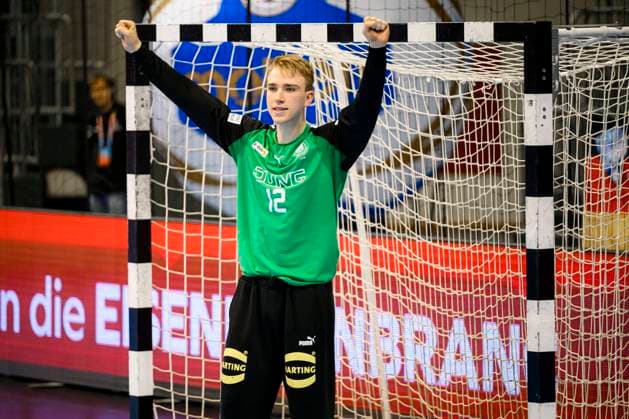 Hannover, Germany 25 June 2023 Handball U21 World Cup Main Round Croatia vs Germany Goalkeeper Lasse Ludwig Germany VfL Potsdam Magdeburg Getec Arena Germany