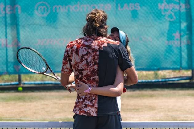 20230626 Mallorca Championships 2023 CALVIA, SPAIN JUNE 26 2023 Paula Badosa of Spain and Stefanos Tsitsipas of Greece at Mallorca Championships 2023 on June 26, 2023 in Calvia, Santa Ponsa Country Club Calvia Baleares Spain