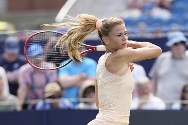 Mandatory Credit: Photo by Dave Shopland Shutterstock (13984798bk) Italy s Camila Giorgi action during her 1st round match Rothesay International Eastbourne, Tennis, Day Two, Devonshire Park, Eastbourne, UK - 27 Jun 2023 Rothesay International Eastbourne, Tennis, Day Two, Devonshire Park, Eastbourne, UK - 27 Jun 2023 Copyright: xDavexShopland Shutterstockx 13984798bk