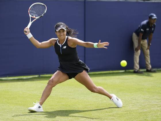 Mandatory Credit: Photo by Dave Shopland Shutterstock (13984798bf) Great Britain s Heather Watson in 1st round action Rothesay International Eastbourne, Tennis, Day Two, Devonshire Park, Eastbourne, UK - 27 Jun 2023 Rothesay International Eastbourne, Tennis, Day Two, Devonshire Park, Eastbourne, UK - 27 Jun 2023 Copyright: xDavexShopland Shutterstockx 13984798bf