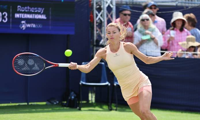 Sport Bilder des Tages TENNIS - WTA, Tennis Damen Rothesay Open 2023 EASTBOURNE,ENGLAND,27.JUN.23 - TENNIS - WTA Tour, Rothesay Open. Image shows Camila Giorgi (ITA).  GEPAxpictures xAlanxGrieves