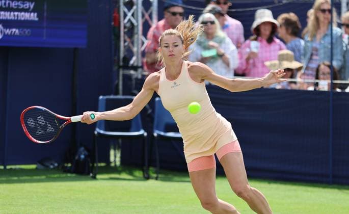 TENNIS - WTA, Tennis Damen Rothesay Open 2023 EASTBOURNE,ENGLAND,27.JUN.23 - TENNIS - WTA Tour, Rothesay Open. Image shows Camila Giorgi (ITA).  GEPAxpictures xAlanxGrieves