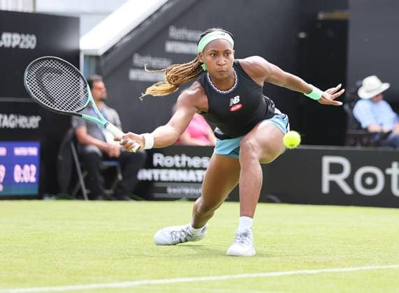 Sport Bilder des Tages TENNIS - WTA, Tennis Damen Rothesay Open 2023 EASTBOURNE,ENGLAND,27.JUN.23 - TENNIS - WTA Tour, Rothesay Open. Image shows Coco Gauff (USA).  GEPAxpictures xAlanxGrieves