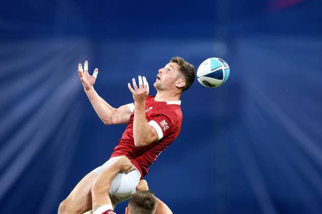 Bilder des Jahres 2023, Sport 06 Juni Sport Bilder des Tages 2023 Europaspiele Henryk Reyman Stadium, Krakow, Poland 27 6 2023 Rugby Sevens - Men s Final Ireland vs Great Britain Great Britain s Thomas Alexander Emery in a line-out Thomas Alexander Emery in a line-out 27 6 2023  Copyright: x INPHO LaszloxGeczox LG_02373