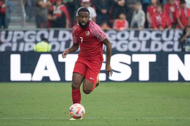 June 27, 2023, Toronto, Ontario, Canada: Johan Rotsen 7 in action during the CONCACAF Gold Cup, Group Stage game between Canada and Guadeloupe at BMO field in Toronto. The game ended 2-2. Toronto Canada - ZUMAm154 20230627_zap_m154_025 Copyright: xAngelxMarchinix