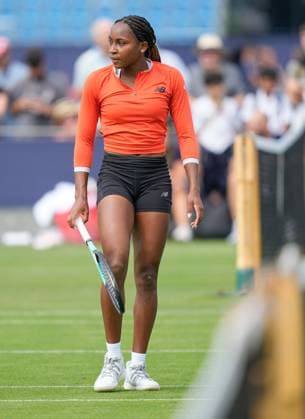 Mandatory Credit: Photo by Dave Shopland Shutterstock (13984799h) USA s Coco Gauff practicing Rothesay International Eastbourne, Tennis, Day Three, Devonshire Park, Eastbourne, UK - 28 Jun 2023 Rothesay International Eastbourne, Tennis, Day Three, Devonshire Park, Eastbourne, UK - 28 Jun 2023 Copyright: xDavexShopland Shutterstockx 13984799h