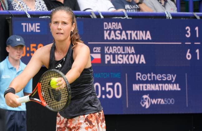 Mandatory Credit: Photo by Dave Shopland Shutterstock (13984799m) Russia s Daria Kasatkina showing blank Country on Scoreboard Rothesay International Eastbourne, Tennis, Day Three, Devonshire Park, Eastbourne, UK - 28 Jun 2023 Rothesay International Eastbourne, Tennis, Day Three, Devonshire Park, Eastbourne, UK - 28 Jun 2023 Copyright: xDavexShopland Shutterstockx 13984799m