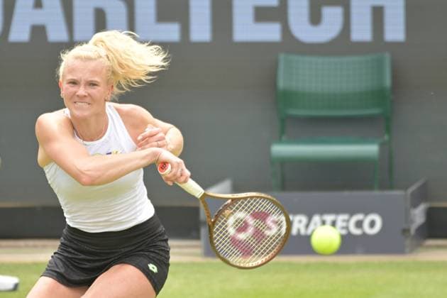 28 06 2023, xbrx, tennis Bad Homburg Open WTA 250, emspor, v l Siniakova, Katerina CZE , plays the ball, focused, concentrated Bad Homburg