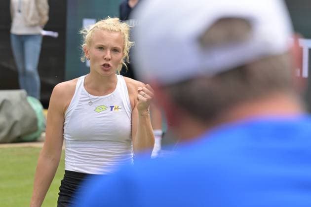 28 06 2023, xbrx, tennis Bad Homburg Open WTA 250, emspor, v l Siniakova, Katerina CZE , gesturing, gesturing with arms, cheer Bad Homburg