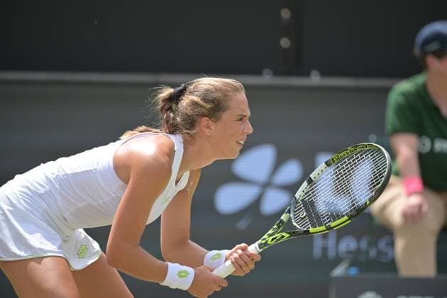 28 06 2023, xbrx, tennis Bad Homburg Open WTA 250, emspor, v l Bronzetti, Lucia ITA , focused, concentrated, plays the ball Bad Homburg