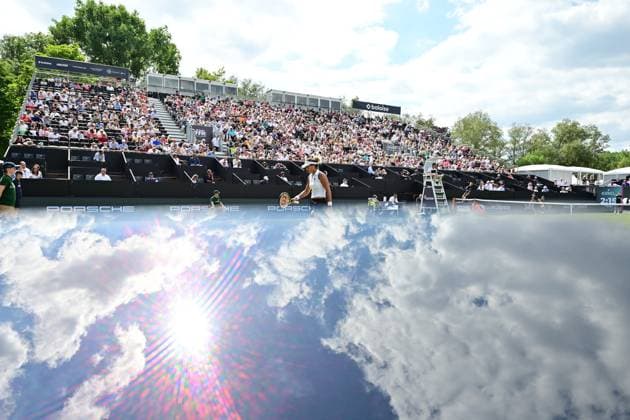 28 06 2023, xbrx, tennis bad homburg open wta 250, emspor, v l sherif, mayar EGY ,focused, concentrated, stadium view, indoor, grass bad homburg