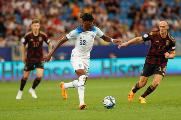UEFA European Under-21 Championship, Germany England, 3 group match, 28 06 2023, Batumi Noni MADUEKE 23, England , UEFA European Under-21 Football Championship in Romania and Georgia, Germany England, 3 group match, 28 06 2023, Batumi Copyright: xBEAUTIFULxSPORTS Meuselx