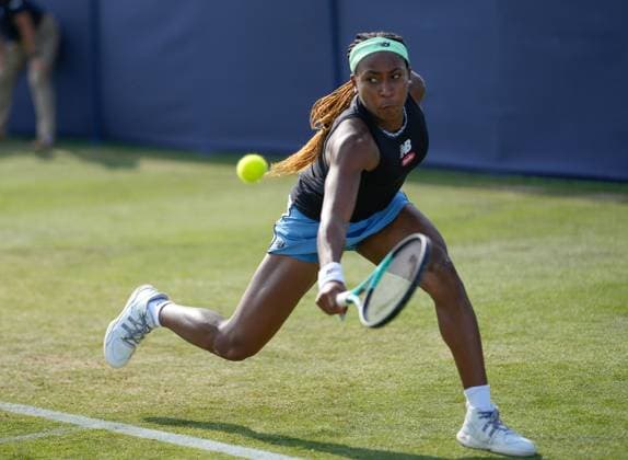 Mandatory Credit: Photo by Dave Shopland Shutterstock (13984799cj) USA s Coco Gauff in doubles action Rothesay International Eastbourne, Tennis, Day Three, Devonshire Park, Eastbourne, UK - 28 Jun 2023 Rothesay International Eastbourne, Tennis, Day Three, Devonshire Park, Eastbourne, UK - 28 Jun 2023 Copyright: xDavexShopland Shutterstockx 13984799cj