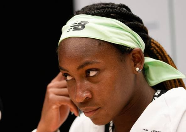 Mandatory Credit: Photo by Dave Shopland Shutterstock (13984799cq) USA s Coco Gauff press conference, PK, Pressekonferenz Rothesay International Eastbourne, Tennis, Day Three, Devonshire Park, Eastbourne, UK - 28 Jun 2023 Rothesay International Eastbourne, Tennis, Day Three, Devonshire Park, Eastbourne, UK - 28 Jun 2023 Copyright: xDavexShopland Shutterstockx 13984799cq