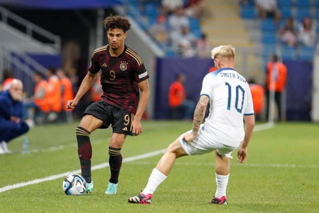 UEFA U21 European Championship, Germany England, 3 group match, 28 06 2023, Batumi Kevin SCHADE 9, Germany, Brentford FC , Emile SMITH ROWE 10, England , UEFA U21 European Football Championship in Romania and Georgia, Germany England, 3 group match, 28 06 2023, Batumi Copyright: xBEAUTIFULxSPORTS Meuselx
