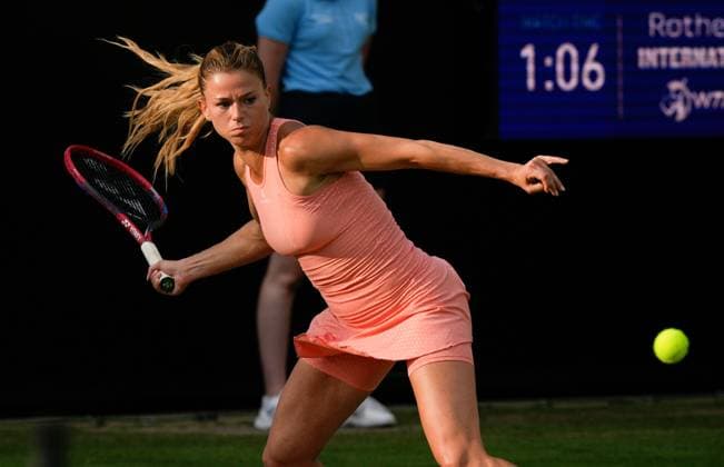 Mandatory Credit: Photo by Dave Shopland Shutterstock (13984799ef) Italy s Camila Giorgi action in her straight sets 2nd round win Rothesay International Eastbourne, Tennis, Day Three, Devonshire Park, Eastbourne, UK - 28 Jun 2023 Rothesay International Eastbourne, Tennis, Day Three, Devonshire Park, Eastbourne, UK - 28 Jun 2023 Copyright: xDavexShopland Shutterstockx 13984799ef