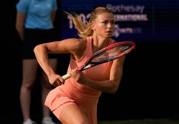 Mandatory Credit: Photo by Dave Shopland Shutterstock (13984799dx) Italy s Camila Giorgi action in her straight sets 2nd round win Rothesay International Eastbourne, Tennis, Day Three, Devonshire Park, Eastbourne, UK - 28 Jun 2023 Rothesay International Eastbourne, Tennis, Day Three, Devonshire Park, Eastbourne, UK - 28 Jun 2023 Copyright: xDavexShopland Shutterstockx 13984799dx