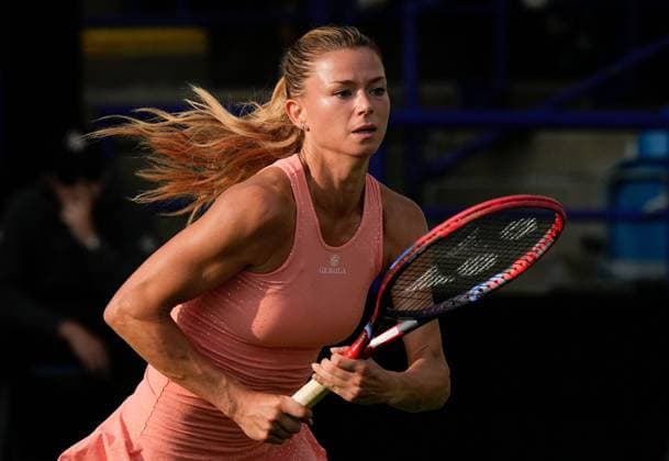 Mandatory Credit: Photo by Dave Shopland Shutterstock (13984799dz) Italy s Camila Giorgi action in her straight sets 2nd round win Rothesay International Eastbourne, Tennis, Day Three, Devonshire Park, Eastbourne, UK - 28 Jun 2023 Rothesay International Eastbourne, Tennis, Day Three, Devonshire Park, Eastbourne, UK - 28 Jun 2023 Copyright: xDavexShopland Shutterstockx 13984799dz