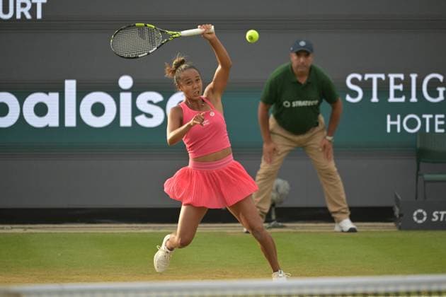 28 06 2023, xbrx, tennis Bad Homburg Open WTA 250, emspor, v l Fernandez, Leylah CAN , plays the ball, focused, concentrated Bad Homburg