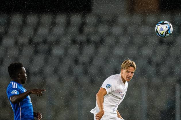 230628 Jesper Norman Daland of Norway during the UEFA European Under 21 Championship group stage football match between Italy and Norway on June 28, 2023 in Cluj Napoca Photo Marius Simensen BILDBYRAN COP 238 MM0023 bbeng euro under 21 football fotball fotboll fotboll italia norge norway soccer taly u21 u21 em uefa european under 21 championship  Copyright: MARIUSxSIMENSEN BB230628BB223