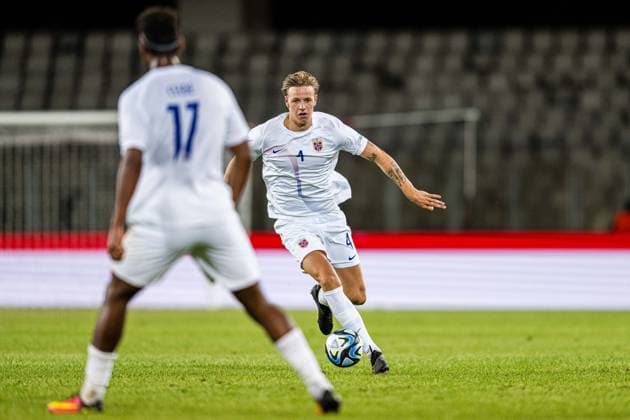 230628 Jesper Norman Daland of Norway during the UEFA European Under 21 Championship group stage football match between Italy and Norway on June 28, 2023 in Cluj Napoca Photo Marius Simensen BILDBYRAN COP 238 MM0023 bbeng euro under 21 football fotball fotboll fotboll italia norge norway soccer taly u21 u21 em uefa european under 21 championship  Copyright: MARIUSxSIMENSEN BB230628BB234
