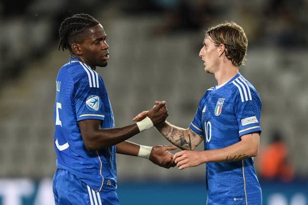 Db Cluj (Romania) 28 06 2023 - Euro 2023 Italia-Norvegia U21, U 21 foto Daniele Buffa Image nella foto: Caleb Okoli-Nicolo™ Rovella 
