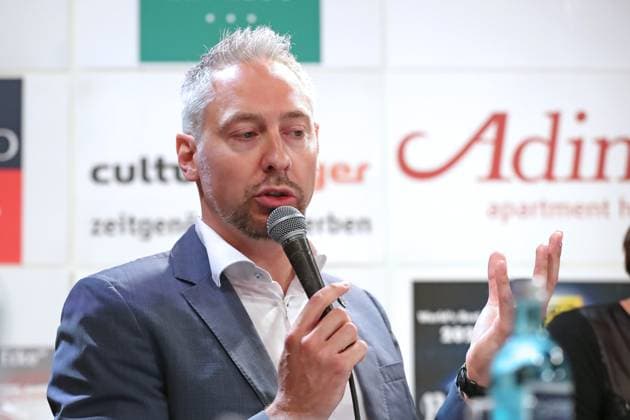 Tourism Breakfast EURO 2024, Venue Leipzig, 28 06 2023 Stefan Schedler City of Leipzig, Overall Project Manager for the UEFA EURO 2024 at the 222 Tourism Breakfast on 28 06 2023 in the Moritzbastei Leipzig on the topic Kick-off EURO 2024 Where does the venue Leipzig stand one year before the European Football Championship? Copyright: xBEAUTIFULxSPORTS JanxKaeferx