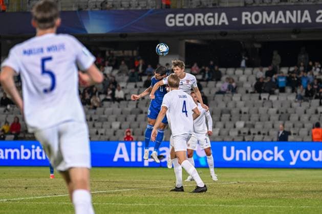 Italy U21, U 21 ¢& x80;& x99;s Pietro Pellegri overhead kick and Norway U21Ã¢& x80;& x99;s Henrik Heggheim defending during the third qualifying round UEFA European Under-21 Championship 2023 soccer match Italy U21 vs. Norway U21 at the Cluj Arena stadium in Cluj Napoca, Romania, 28nd of June 2023  Copyright: xVinnyxOrlando IPAxSportx xipa-agx xIPAxSportx 0 IPA_IPA38936362