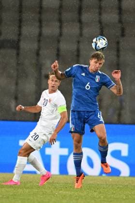 Matteo Lovato (Italy U21, U 21 Erik Botheim (Norway U21) during the UEFA Under 21 Championship Georgia-Romania 2023 match between Italy 0-1 Nowey at Cluj Arena on June 28, 2023 in Cluj-Napoca, Romania. Noxthirdxpartyxsales  (222930864)