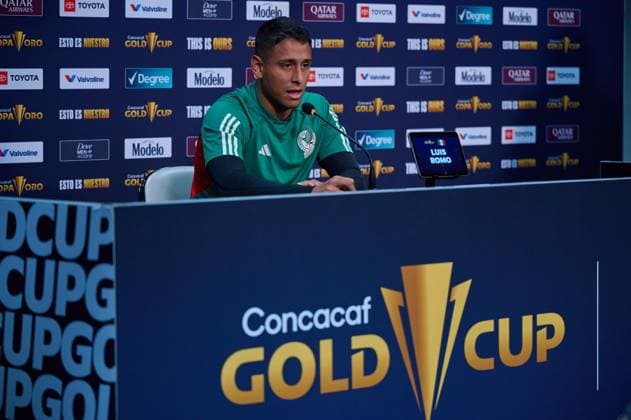 RECORD DATE NOT STATED 2023 CONCACAF Mexico press conference, PK, Pressekonferenz Luis Romo during the press conference of Mexico (Mexican national team, Nationalteam prior to the start of the CONCACAF Gold Cup 2023 against Haiti in Group B, at State Farm Stadium, on June 28, 2023. <br><br> Luis Romo durante la conferencia de prensa de Mexico (Seleccion Nacional Mexicana) previo al inicio de la Copa Oro de la CONCACAF 2023 contra Haiti en el Grupo B, en el Estadio State Farm, el 28 de Junio de 2023. PHOENIX ARIZONA ESTADOS UNIDOS  Copyright: xCristianxdexMarchenax 20230628193914_CGC_23_GB_MEX_PRESS_ROMO10
