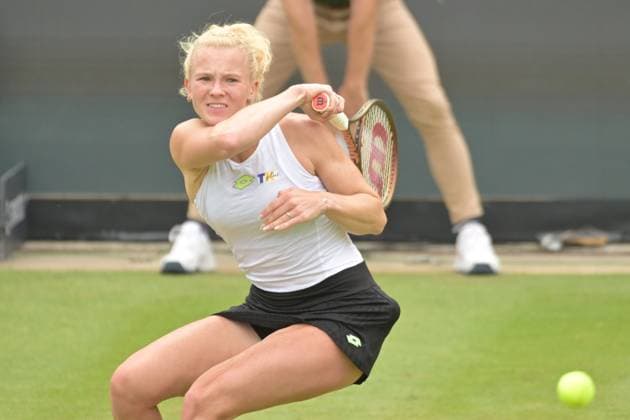 28 06 2023, xbrx, tennis Bad Homburg Open WTA 250, emspor, v l Siniakova, Katerina CZE , plays the ball, focused, concentrated Bad Homburg