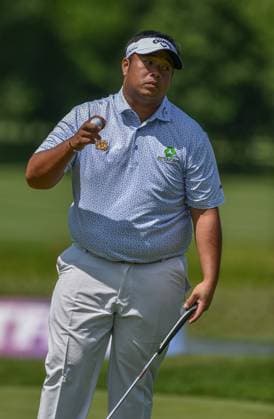 29th June 2023; The Belfry, Sutton Coldfield, West Midlands, England: Betfred British Masters Golf, Day 1; Kiradesh Aphibarnrat (THA) after finishing 1 under par  ActionPlus12524897 GodfreyxPitt