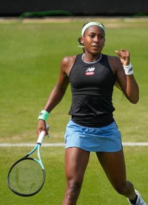 Mandatory Credit: Photo by Dave Shopland Shutterstock (13984800i) USA s Coco Gauff celebrates match point as she wins Quarter final in straight sets Rothesay International Eastbourne, Tennis, Day Four, Devonshire Park, Eastbourne, UK - 29 Jun 2023 Rothesay International Eastbourne, Tennis, Day Four, Devonshire Park, Eastbourne, UK - 29 Jun 2023 Copyright: xDavexShopland Shutterstockx 13984800i