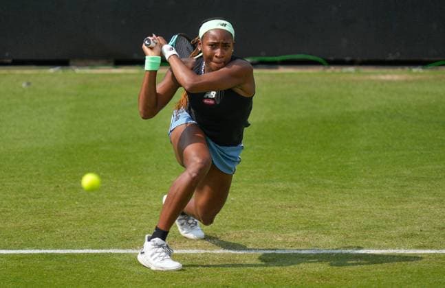 Mandatory Credit: Photo by Dave Shopland Shutterstock (13984800z) USA s Coco Gauff action during her quarter final win Rothesay International Eastbourne, Tennis, Day Four, Devonshire Park, Eastbourne, UK - 29 Jun 2023 Rothesay International Eastbourne, Tennis, Day Four, Devonshire Park, Eastbourne, UK - 29 Jun 2023 Copyright: xDavexShopland Shutterstockx 13984800z