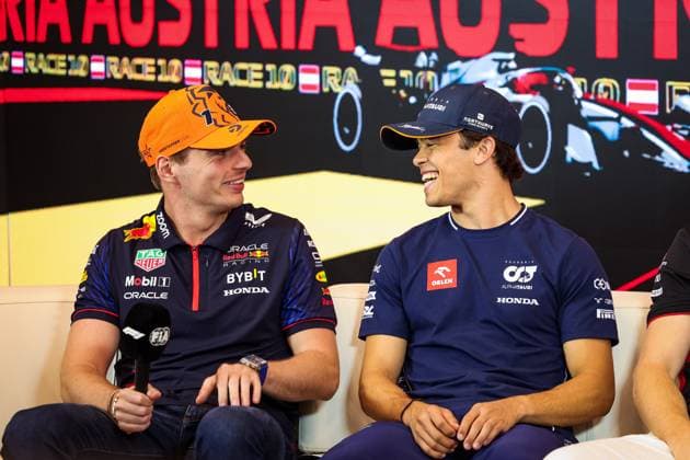 VERSTAPPEN Max (ned), Red Bull Racing RB19, DE VRIES Nyck (ned), Scuderia AlphaTauri AT04, portrait during the 2023 Formula 1 Rolex Grosser Preis von Osterreich, 2023 Austrian Grand Prix, 9th round of the 2023 Formula One World Championship, WM, Weltmeisterschaft from June 30 to July 2, 2023 on the Red Bull Ring, in Spielberg, Austria Copyright: xFlorentxGooden DPPI IPAxSportx x xIPAxSportx 0 IPA_IPA38953384
