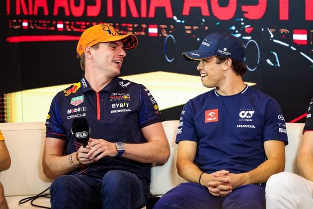VERSTAPPEN Max (ned), Red Bull Racing RB19, DE VRIES Nyck (ned), Scuderia AlphaTauri AT04, portrait during the 2023 Formula 1 Rolex Grosser Preis von Osterreich, 2023 Austrian Grand Prix, 9th round of the 2023 Formula One World Championship, WM, Weltmeisterschaft from June 30 to July 2, 2023 on the Red Bull Ring, in Spielberg, Austria Copyright: xFlorentxGooden DPPI IPAxSportx x xIPAxSportx 0 IPA_IPA38953390