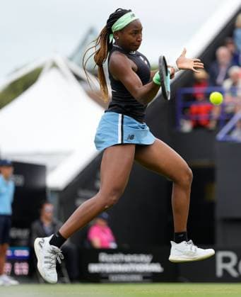 Mandatory Credit: Photo by Dave Shopland Shutterstock (13984800bc) USA s Coco Gauff in action as she wins quarter final in straight sets Rothesay International Eastbourne, Tennis, Day Four, Devonshire Park, Eastbourne, UK - 29 Jun 2023 Rothesay International Eastbourne, Tennis, Day Four, Devonshire Park, Eastbourne, UK - 29 Jun 2023 Copyright: xDavexShopland Shutterstockx 13984800bc