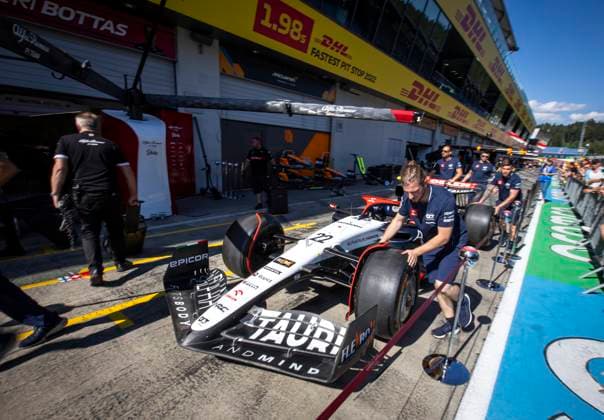 FORMULA 1 - GP of Austria 2023 SPIELBERG,AUSTRIA,29.JUN.23 - MOTORSPORTS, FORMULA 1 - Grand Prix of Austria, Red Bull Ring, preview, pit lane walk. Image shows the car of Yuki Tsunoda (JPN AlphaTauri).  GEPAxpictures xWolfgangxJannach