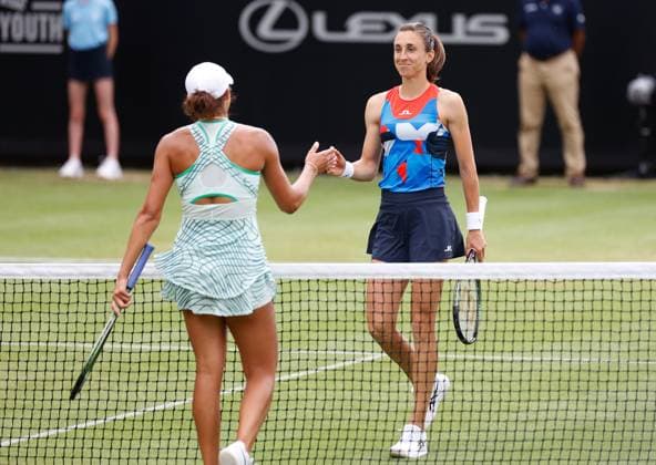 29th June 2023; Devonshire Park, Eastbourne, East Sussex, England: Rothesay International Eastbourne, Day 4; Madison Keys (USA) shakes hands with Petra Martic (CRO) after their match  ActionPlus12524965 HongboxChen