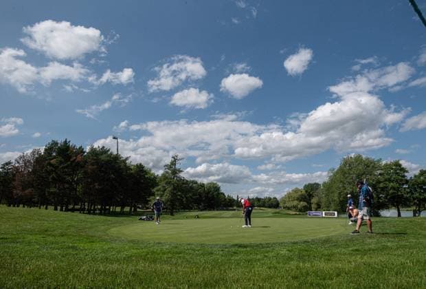 29th June 2023; The Belfry, Sutton Coldfield, West Midlands, England: Betfred British Masters Golf, Day 1; Antoine Rozner (FRA) putts out  ActionPlus12525036 GodfreyxPitt