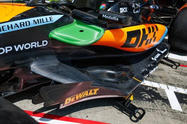 McLaren F1 Team MCL60, mechanical detail of the side pod, and floor, during the 2023 Formula 1 Rolex Grosser Preis von Osterreich, 2023 Austrian Grand Prix, 9th round of the 2023 Formula One World Championship, WM, Weltmeisterschaft from June 30 to July 2, 2023 on the Red Bull Ring, in Spielberg, Austria - F1 - AUSTRIAN GRAND PRIX 2023 DPPI Panoramic  00123022_G0OD0873 